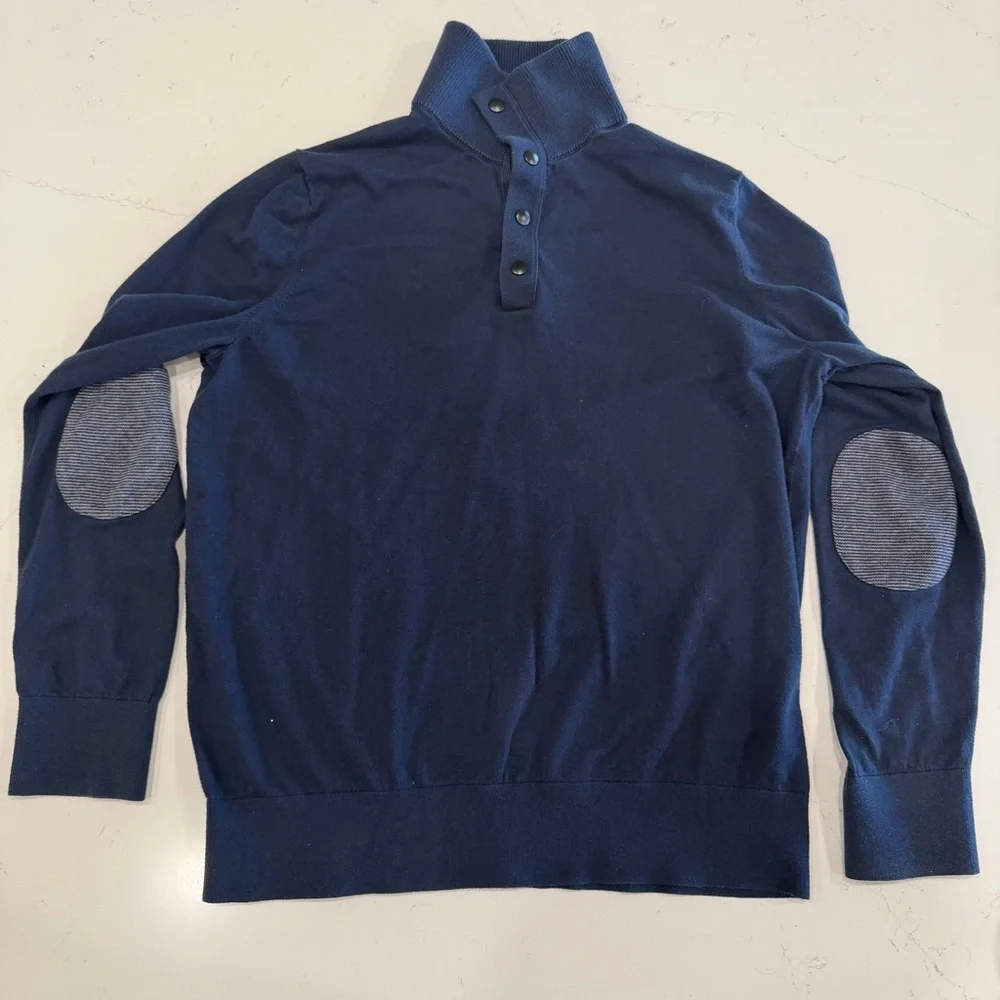 Banana Republic Men’s Snap Mock Preppy Navy Sweater - XL
